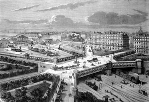 西部鉄道でヨーロッパの新天地となったパリ。1868.19世紀のエングレーヴィング。 作： Unknown artist
