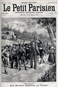 パリの学校の休みに田舎に旅行に行く。"Le Parisien "に掲載された刻印 作： Unknown artist