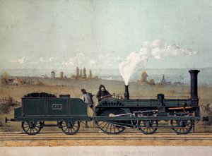 ストラスブール鉄道（クランプトン方式）の旅客用機関車と石炭貨車 作： Unknown artist