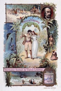 ポールとヴァージニアフランスの作家（1737-1814）Henri Bernardin de Saint Pierre (Saint-Pierre or St-Pierre)のロマン。V.マッセによるイラスト - リエビッグの広告ヴィネット 作： Unknown artist