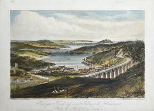 ペンリン港、フラッシング港、ファルマス港（オールド・ヘルトン・ロードから） 1860-80年頃（紙にカラーリトグラフ） 作： Unknown artist