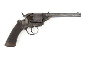 パーカッション・サイドハンマー・リボルバー、おそらく口径.38インチ、1860年代頃（リボルバー、パーカッション、サイドハンマー