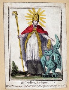 聖ディディエ・イヴク（竜を持つ）を描いた敬虔な画像 - フランス 19日
