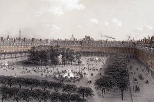 19世紀末のパリ、ロワイヤル広場（現在のヴォージュ広場）の様子。 作： Unknown artist