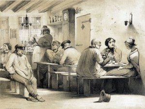 人気のホステル「Le Carpet Franc」。19世紀のイラスト。 作： Unknown artist