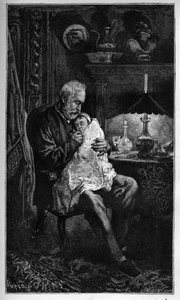 Portrait Of Victor Hugo, Seated With Granddaughter Jeanne - engraving from "The Terrible Year" ("The Terrible Year") - Hugo et l