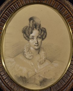 バレリーナ マリー タリオーニ (1804-1884) の肖像 (バレリーナ M. タリオーニの肖像)。 匿名の作品、鉛筆とパステル、厚紙 作： Unknown artist