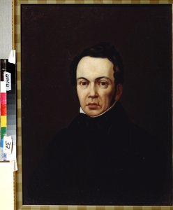 作家、オリエンタリスト、ジャーナリストのオシップ・センコフスキー (1800-1858) の肖像 (著者、オリエンタリスト、ジャーナリストのオシップ・センコフスキーの肖像)。 匿名の絵。 キャンバスに油彩、1830 年頃。ロマン主義。 ロシア文学IRLI研究所（プーシキ家）