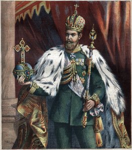 ロシア皇帝アレクサンドル3世（1845-1895）の足元の肖像 1892年のエングレーヴィング。 作： Unknown artist