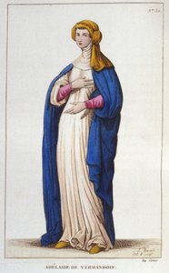 ヴァーマンドワのアデレード（1065-1024）の肖像。カペティアン朝。1830年に描かれたもの。 作： Unknown artist