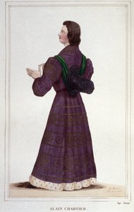アラン・シャルティエの肖像。フランスの外交官・作家（1385〜1433年）。後のシャルル7世の秘書、1830年の版画 作： Unknown artist