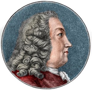 アルブレヒト・フォン・ハラー・メデシン（スイスの生理学者・植物学者）の肖像（1708～1777年） エングレーヴィング。