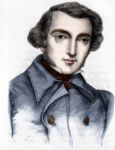 Alexis de Tocqueville (1805 - 1859), フランスの歴史家・政治家の肖像。19世紀のエングレーヴィング。