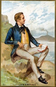 アルフォンソ・ド・ラマルティーヌ（1790～1869）フランスの詩人の肖像。19世紀のカラーリトグラフ。 作： Unknown artist