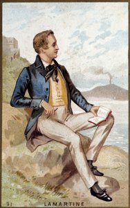 アルフォンソ・ド・ラマルティーヌ（1790～1869）フランスの詩人の肖像。19世紀のカラーリトグラフ。 作： Unknown artist