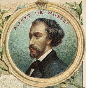 フランスの作家、アルフレッド・ド・ミュッセ（1810-1857）の肖像。 作： Unknown artist