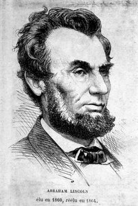アメリカ大統領エイブラハム・リンカーン（1809年～1865年）の肖像。 作： Unknown artist