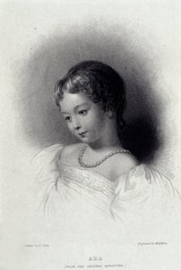 詩人ジョージ・ゴードン・バイロンの娘で、アンナ・ラブレースとなったオーガスタ・アダ・バイロン（1815-1852）の肖像。19世紀のエングレーヴィング。 作： Unknown artist