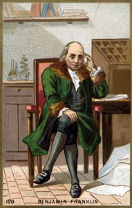 ベンジャミン・フランクリン（1706〜1790）の肖像。19世紀末のクロモリトグラフ。 作： Unknown artist