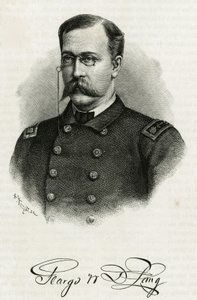 北極観測船「ラ・ジャンネット」の乗組員であるジョルジュ・ワシントン・デ・ロン船長（1844-1881）の肖像。Le voyage de la Jeannette "を説明するためのエングレーヴィング。 作： Unknown artist