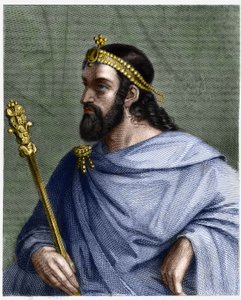 パリ王（561〜567年）カリベールの肖像 - ラヴァレの『フランス史』に掲載されている、エングレーヴィング。 作： Unknown artist