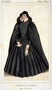 カトリーヌ・ド・メディチ（カテリーナ・ド・メディチ）（1519年～1589年）の肖像、19世紀初頭のエングレーヴィング。 作： Unknown artist