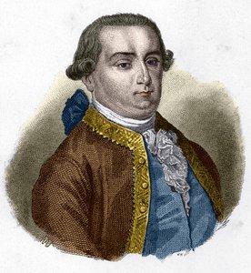 イタリアの法学者、ベッカリア侯爵チェーザレ・ボネサーナ（1738～1794）の肖像。