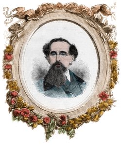 チャールズ・ディケンズの肖像（1812-1870）イギリスの小説家、エングレービング