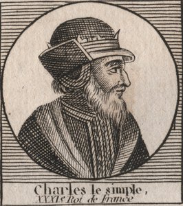 シャルル3世の肖像 - CHARLES III (879-929) - Charles the Simple - King of France, 893-923 - engraving from "Instruction sur l