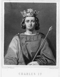フランス王シャルル4世（1294年～1328年）の肖像-ラヴァレの『フランス史』に掲載、エングレーヴィング、SD。 作： Unknown artist