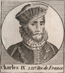 フランス王シャルル9世（1550-1574）の肖像 - 1560年から1574年までフランス王であったシャルル9世 - シャルル・コンスタン・ル・テリエの「フランス史に関する教本」からの版画 1821年