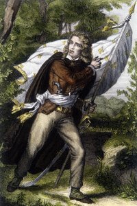 シュアン料理長ジャック・カテリノー（1759-1793）の肖像 ユリの花が描かれた旗を持つ