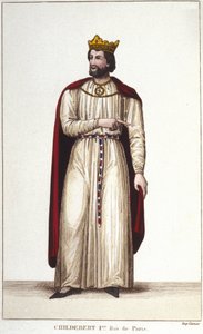 パリ王チルデベール1世（v.495-558）の肖像。1830年のエングレーヴィング 作： Unknown artist