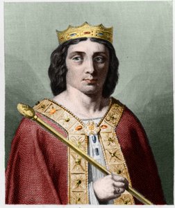 アウストラシア王チルデリック2世（v.653-675）の肖像-ラヴァレの『フランス史』に掲載されている、エングレーヴィング、sd. 作： Unknown artist