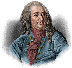 クリスチャン・フォン・ヴォルフ（Christian von Wolff）の肖像 ドイツの法学者、数学者、哲学者（1679～1754年）。エングレーヴィング。 作： Unknown artist
