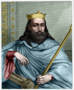 ネウストリアの王であり、フランク王国の王であったクロテール（クロテール）1世（497～561年）の肖像 - ラヴァレの「Histoire des Francais」に掲載、エングレーヴィング、SD。 作： Unknown artist