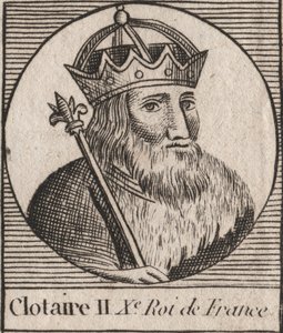 Neustriaの王であり、フランク王国の王であったクロテール2世（584 - 628）の肖像 - Clotaire or Chlotar II (d.629) King of Franks - Charles Constant Le Tellier 1821の "Instruction sur l