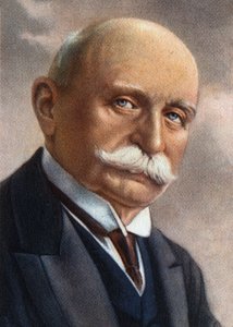 高剛性飛行船の建造に尽力したドイツの実業家、フォン・ツェッペリン伯爵（1838-1917）の肖像。