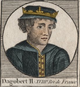 711年から716年までフランク王国の王であったダゴベール2世の肖像 - アウストラシアの王、ダゴベール2世（676-679） - シャルル・コンスタント・ル・テリエの「フランス史に関する教本」（1821年）に掲載されている彫刻。 作： Unknown artist