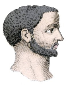 284年から305年までローマ皇帝を務めたディオクレティアヌス（Gaius Aurelius Valerius Diocletianus, 245-316）の肖像。19世紀のエングレーヴィング。 作： Unknown artist