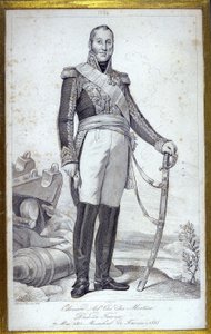 フランスのマレシャル、トレヴィーズ公爵エドゥアール・アドルフ・カシミール・ジョセフ・モルティエ（1768-1835）の肖像。19世紀のエングレーヴィング。 作： Unknown artist