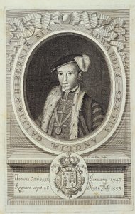 ジュネーブの「Historia Reformationis Ecclesiae Anglicanae...」に掲載されたエドワード6世の肖像画 作： Unknown artist