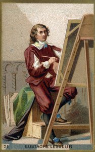 フランスの画家、デザイナー、装飾家であるEustache Le Sueur (1617 - 1655)の肖像。19世紀のクロモリトグラフ。