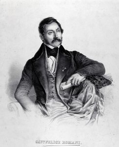 リブレット、詩人、イルタリアン批評家のフェリーチェ・ロマーニ（1788-1865）の肖像。 作： Unknown artist