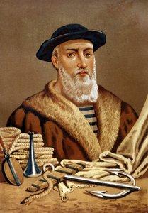 フェルナン・デ・マゼランの肖像。ポルトガル語で Fern¿o de Magalh¿es ポルトガルの航海者（1480年から1521年）。バルセロナ 1877年 作： Unknown artist