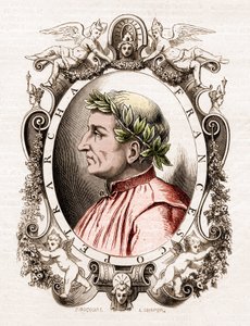 イタリアの詩人、フランチェスコ・ペトラルカ（Petrarca）（1304-1374）の肖像。 作： Unknown artist