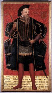 フランシスコ・デ・アルメイダ（1450-1510）の肖像 探検家、軍人、インドの初代副王。16世紀の匿名の絵画。リスボン、国立古美術博物館 - フランシスコ・デ・アルメイダ（1450-1510）の全身像 兵士、探検家、初代総督
