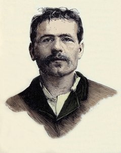 フランソワ・クラウディウス・コーニグスタイン（1859-1892）の肖像、フランスのアナキスト・テロリスト活動家。19世紀のエングレーヴィング 作： Unknown artist