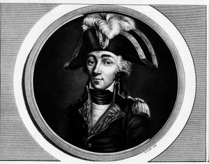 フランス革命家フランソワ・ハンリオ（1761-1794）の肖像-1804年「フランス革命史表全集」に掲載されたエングレーヴィング。 作： Unknown artist