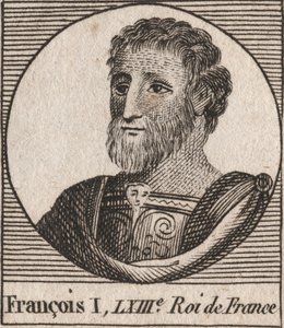 フランス王フランソワ1世（1494 - 1547）の肖像 - フランソワ1世、フランス王 - シャルル・コンスタント・ル・テリエによる「フランス史に関する教本」1821年の刻印 作： Unknown artist